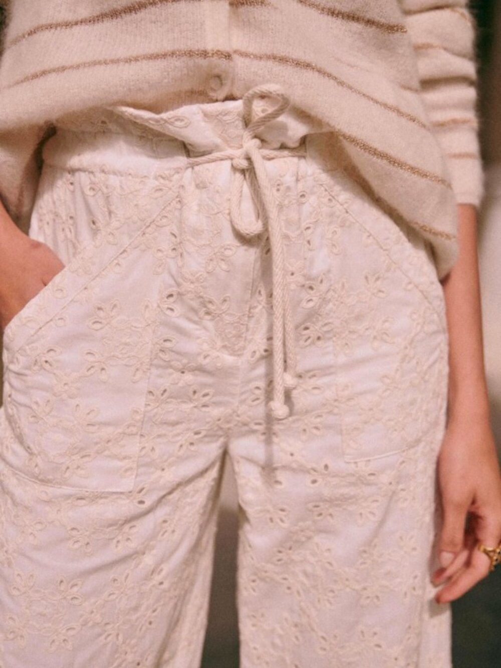 Sezane Jaques trousers in ecru lace sz 36/US 4 - Picture 2 of 7